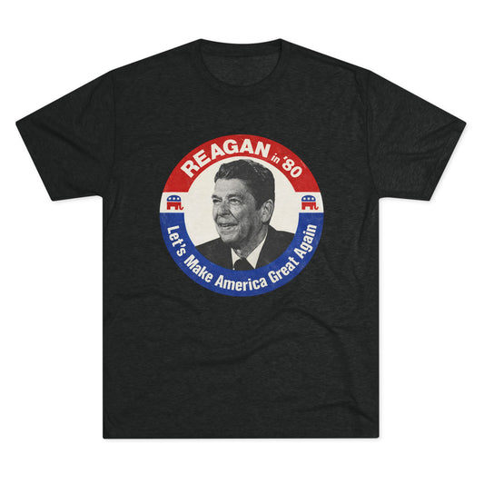Vintage 1980 Campaign Tee — "Reagan '80 Let's Make America Great Again"