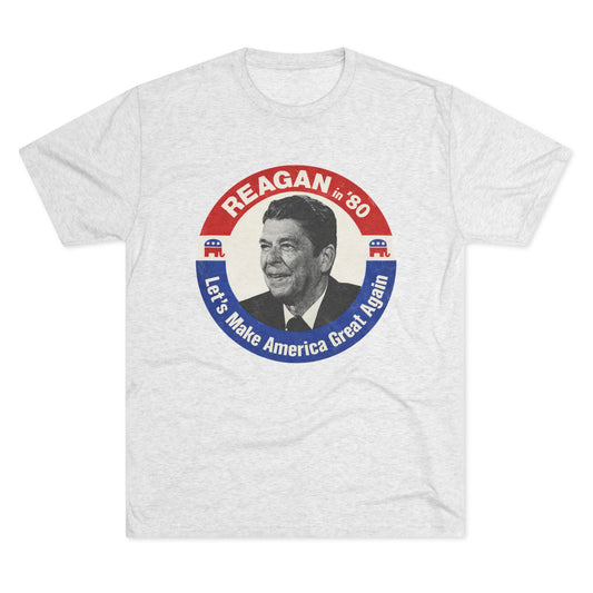 Vintage 1980 Campaign Tee — "Reagan '80 Let's Make America Great Again"