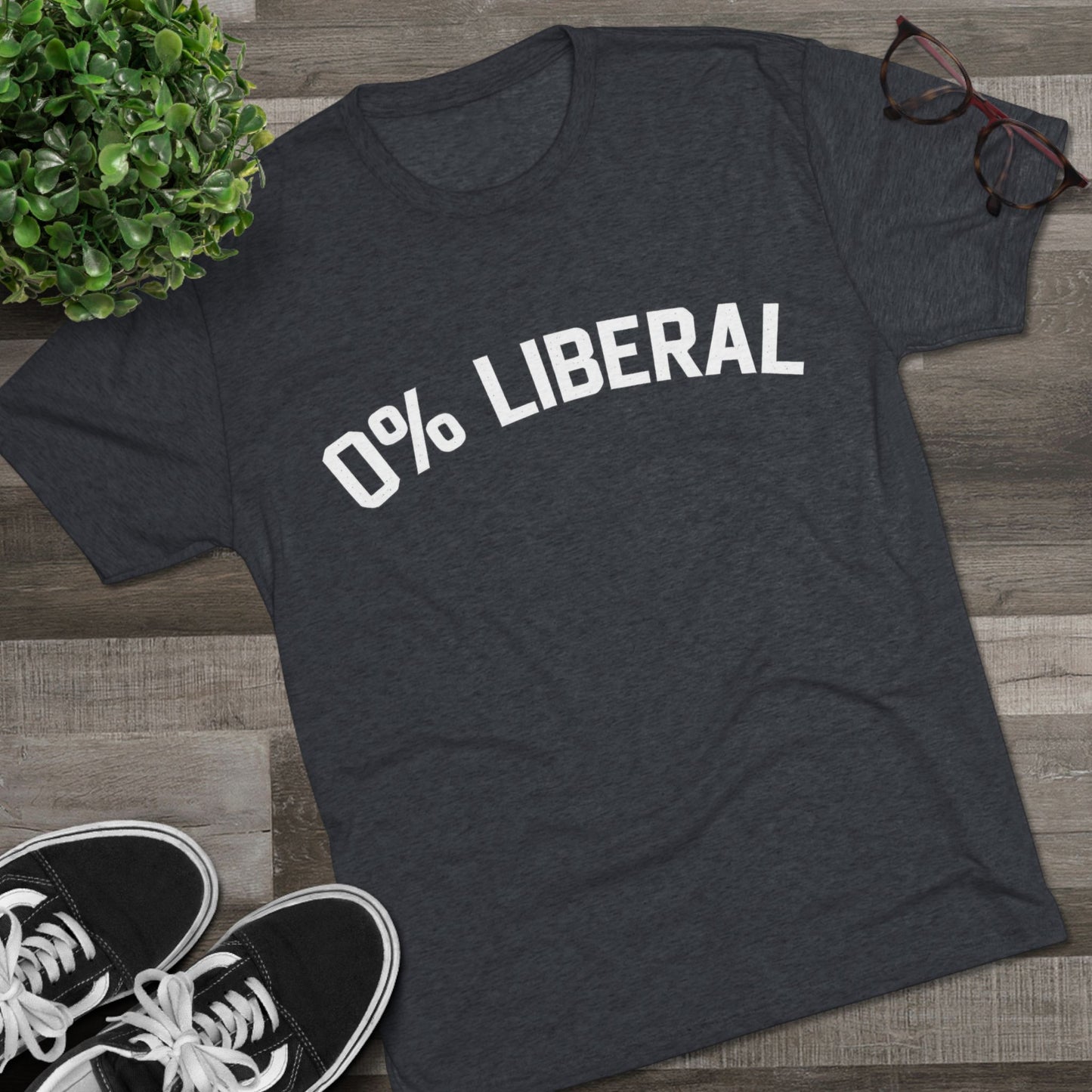 0% Liberal Graphic Tee — Minimal Political Statement T-Shirt