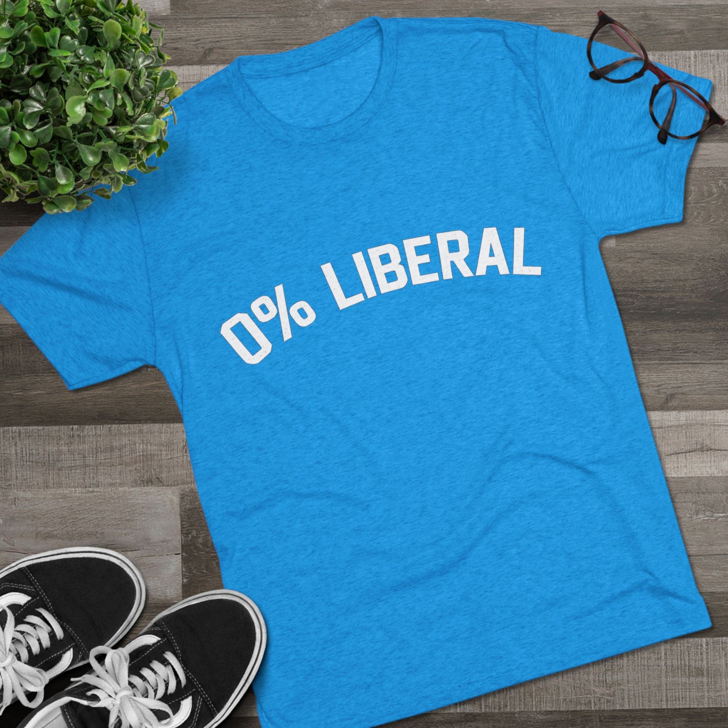 0% Liberal Graphic Tee — Minimal Political Statement T-Shirt