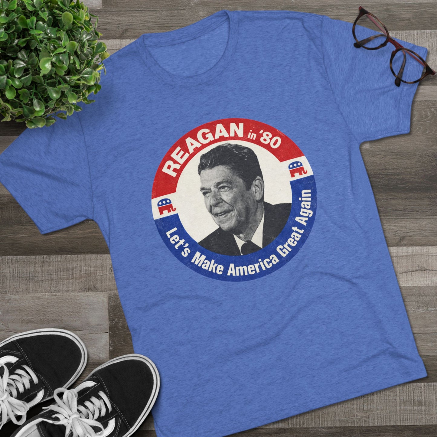 Vintage 1980 Campaign Tee — "Reagan '80 Let's Make America Great Again"