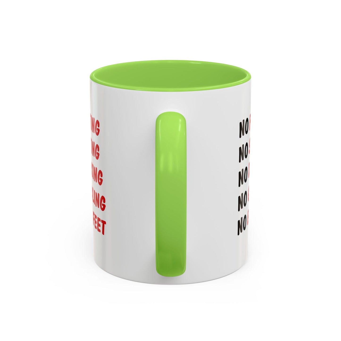 No Rules List Coffee Mug — Funny 'No Fighting, No Spitting, No Drinking…' Novelty Mug
