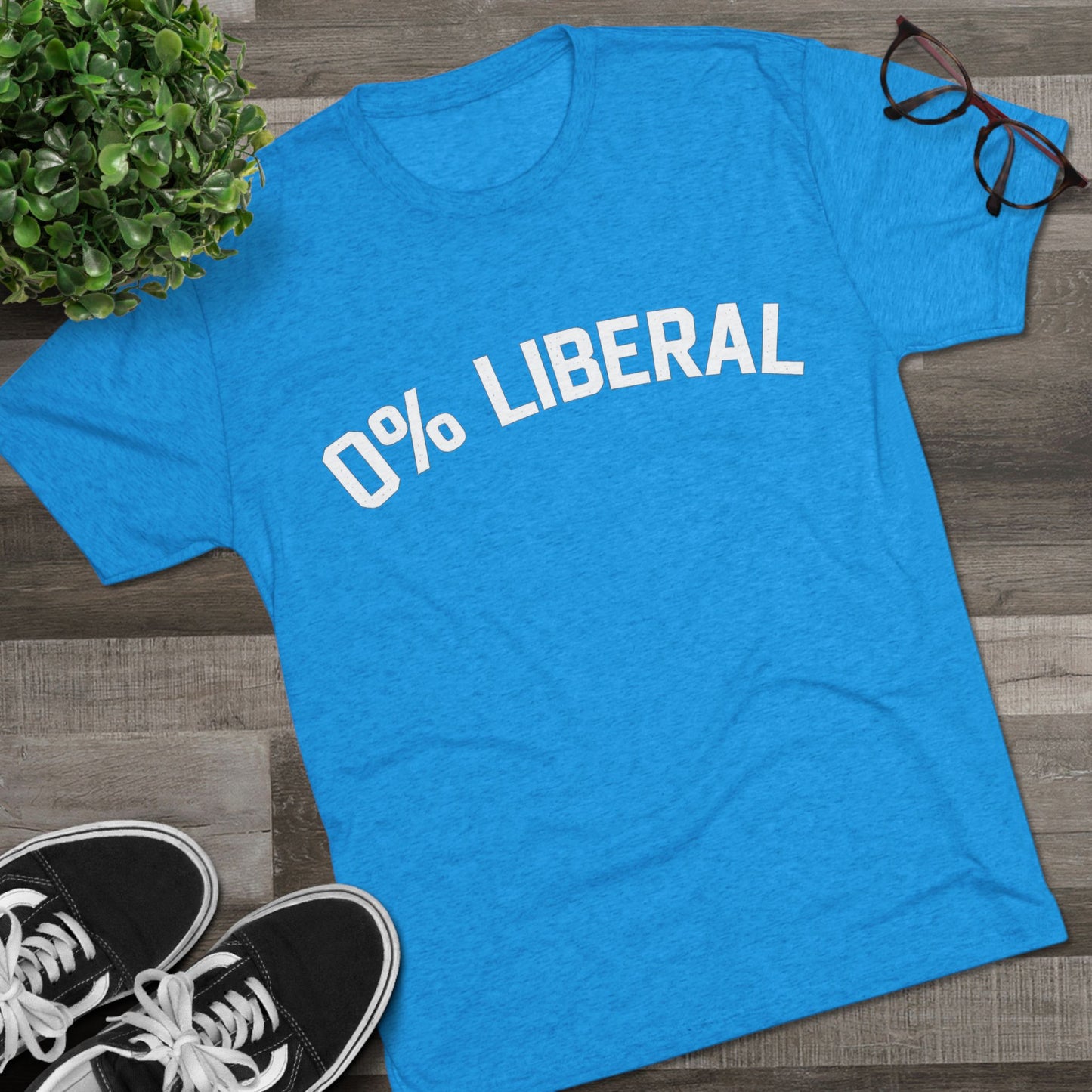 0% Liberal Graphic Tee — Minimal Political Statement T-Shirt