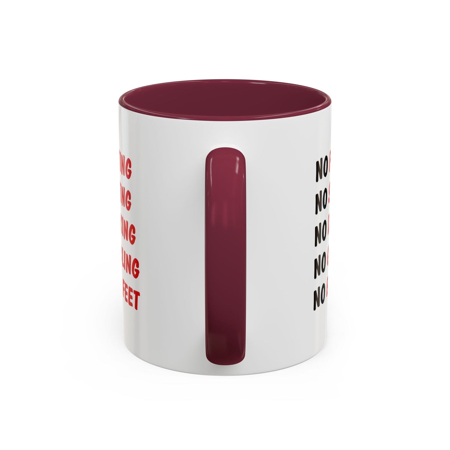 No Rules List Coffee Mug — Funny 'No Fighting, No Spitting, No Drinking…' Novelty Mug