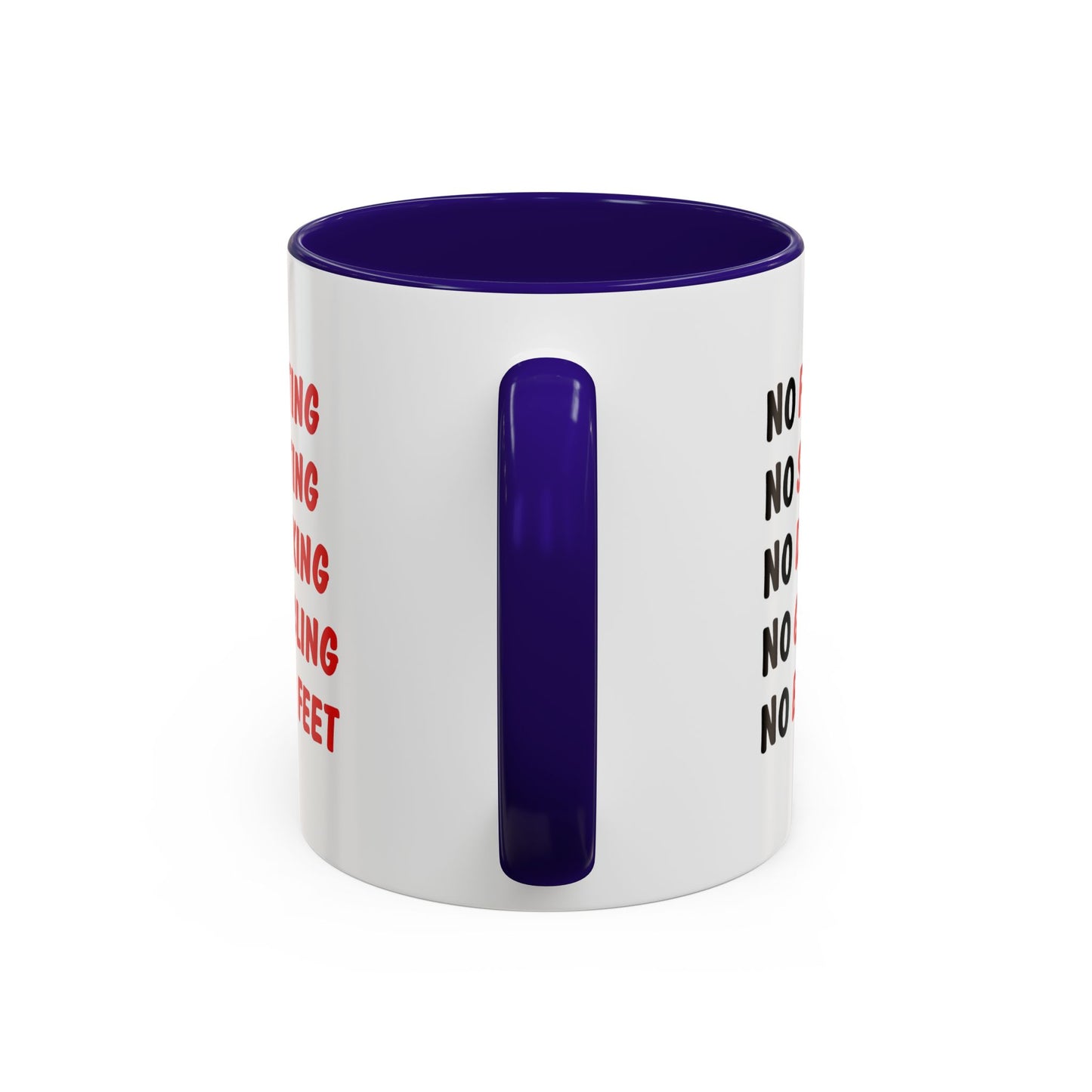No Rules List Coffee Mug — Funny 'No Fighting, No Spitting, No Drinking…' Novelty Mug