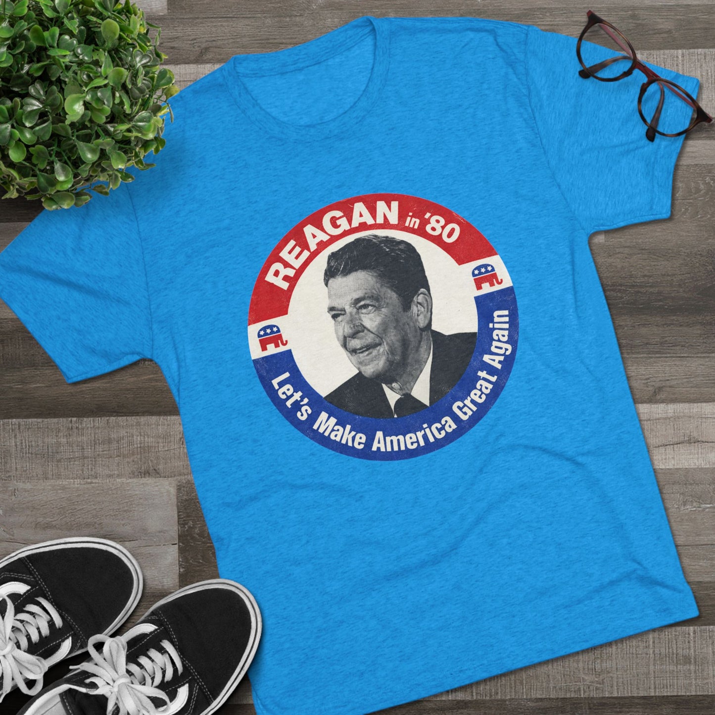 Vintage 1980 Campaign Tee — "Reagan '80 Let's Make America Great Again"
