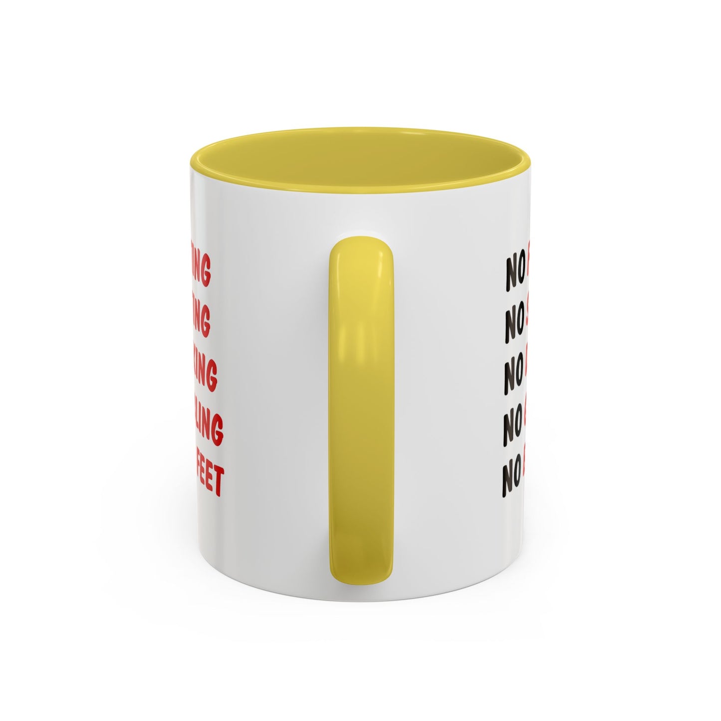 No Rules List Coffee Mug — Funny 'No Fighting, No Spitting, No Drinking…' Novelty Mug