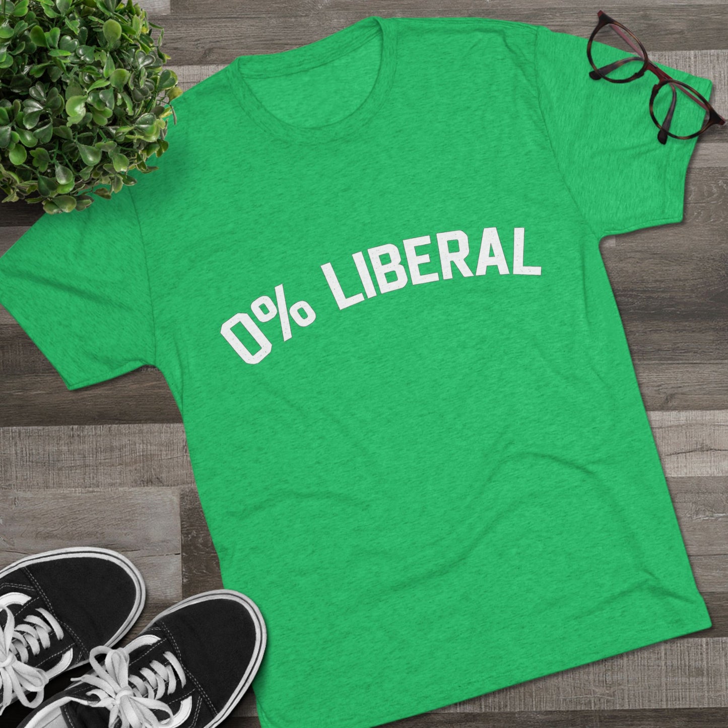 0% Liberal Graphic Tee — Minimal Political Statement T-Shirt