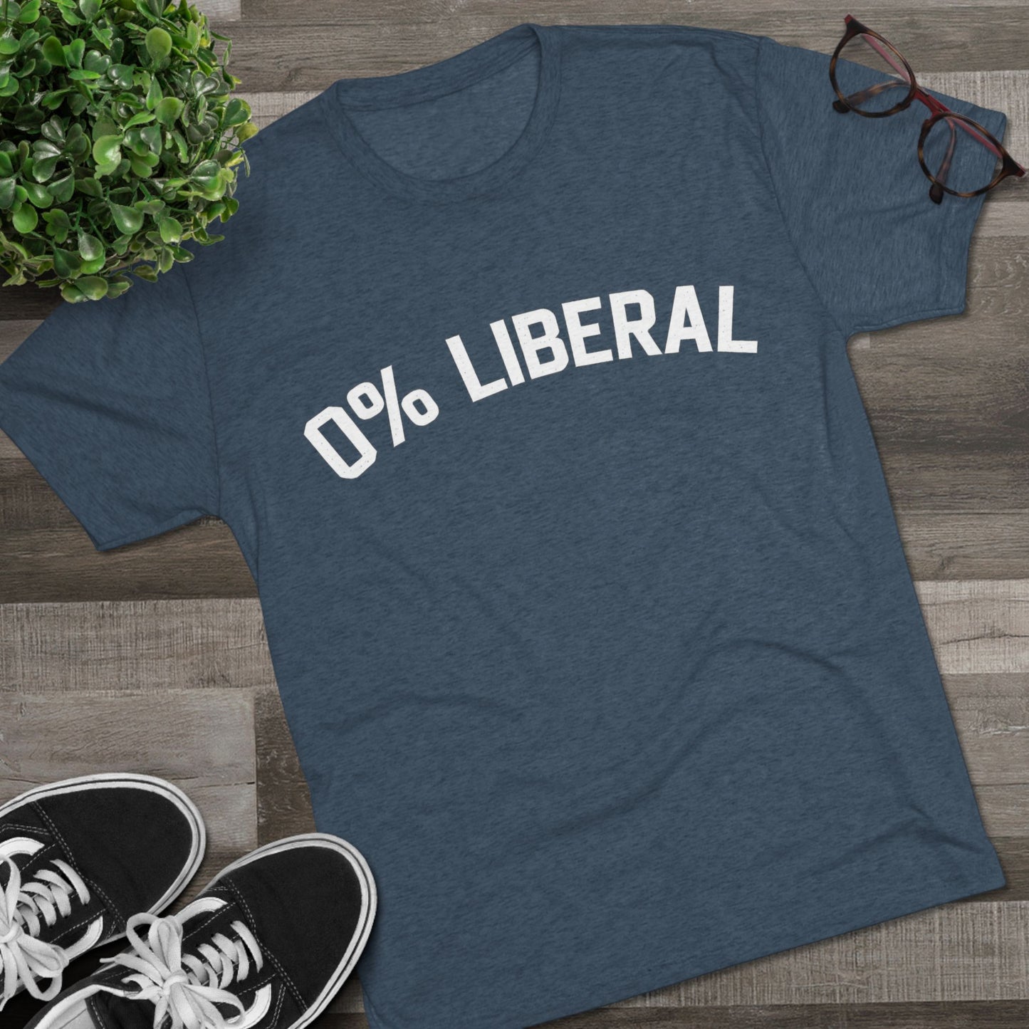 0% Liberal Graphic Tee — Minimal Political Statement T-Shirt