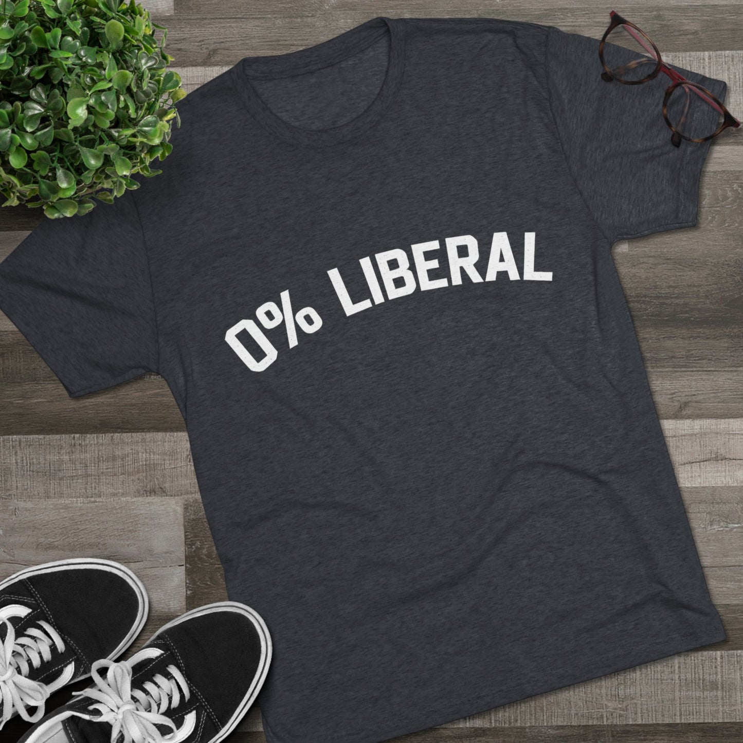 0% Liberal Graphic Tee — Minimal Political Statement T-Shirt