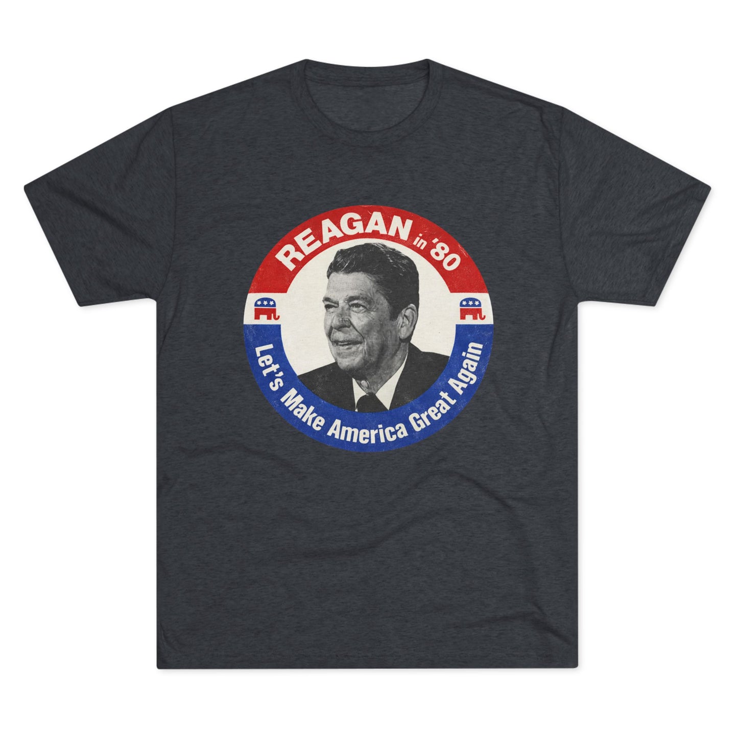 Vintage 1980 Campaign Tee — "Reagan '80 Let's Make America Great Again"