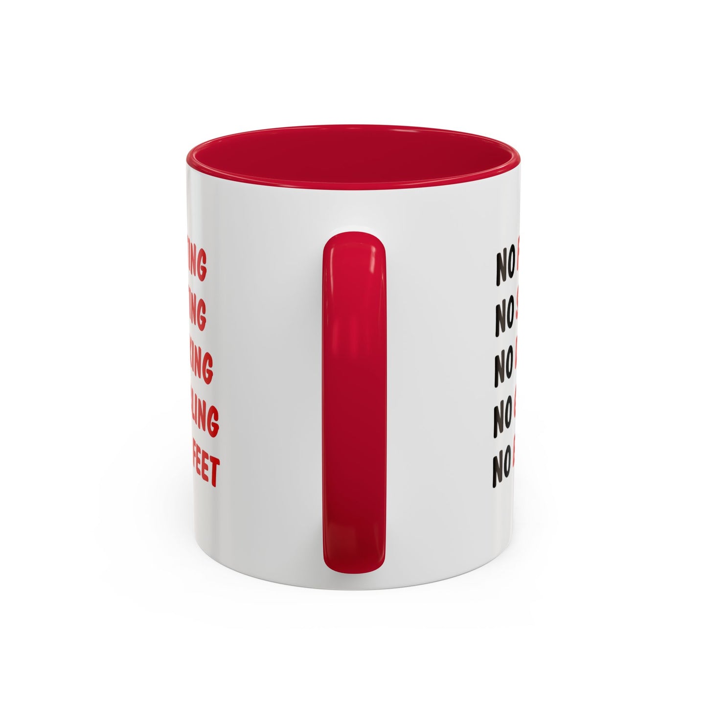 No Rules List Coffee Mug — Funny 'No Fighting, No Spitting, No Drinking…' Novelty Mug